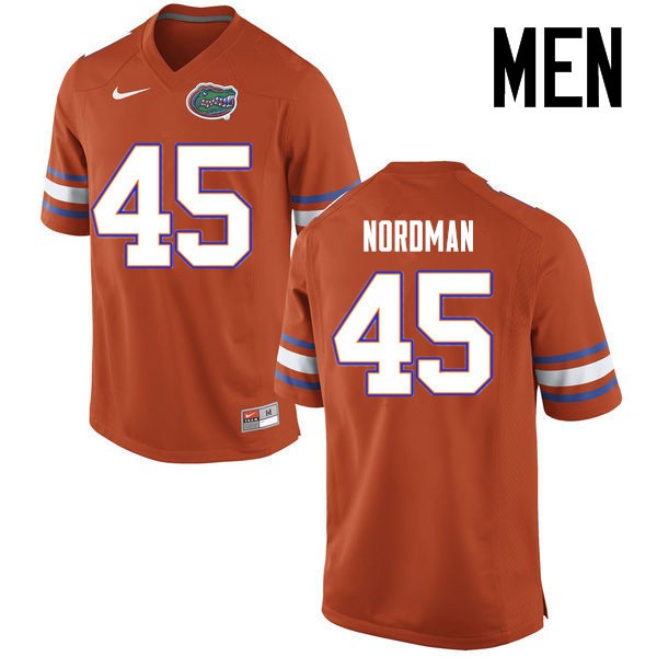 Florida Gators Men #45 Charles Nordman College Football Jersey Orange
